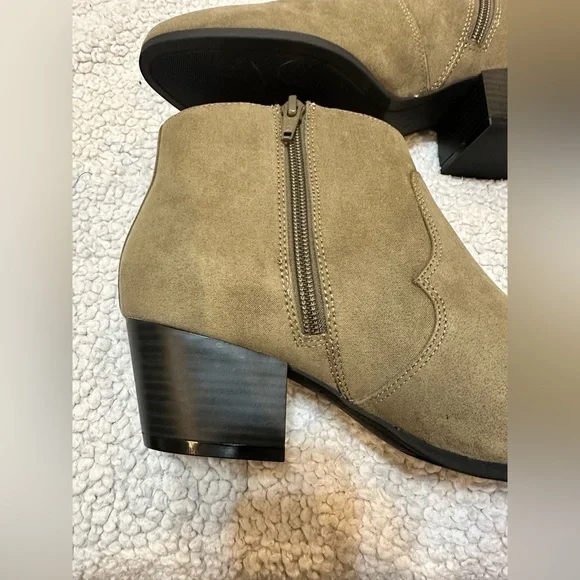 Old Navy Olive Faux-Suede Ankle Boots - Picture 14 of 15